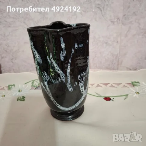 Старинна черна ваза , снимка 3 - Вази - 56183001