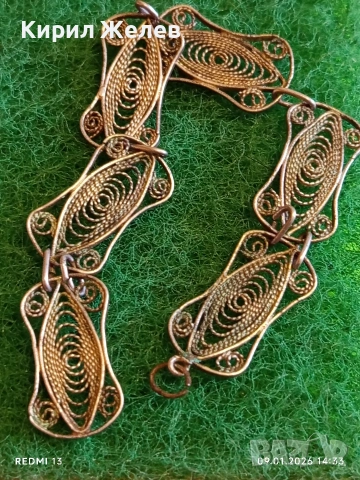 Част от сребърно бижу филигранна възрожденска плетка майсторска изработка 15046, снимка 4 - Части - 53043917