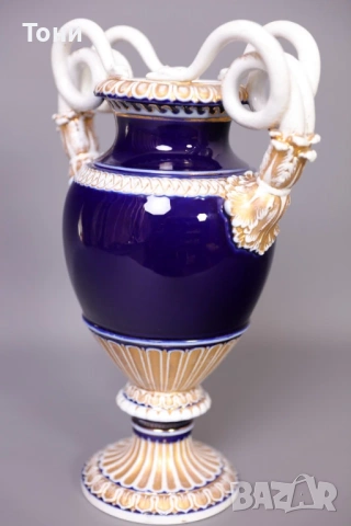 Meissen Майсен кобалтово синя ваза 39см 1во качество 1930г., снимка 3 - Вази - 53750924