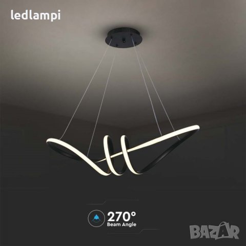 LED Полилей 24W Черен Топло Бяла Светлина, снимка 2 - Полилеи - 41394789