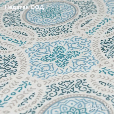 Покривка за маса Blue Frame Designs, 140х140см, бежов/син, снимка 2 - Покривки за маси - 35673114