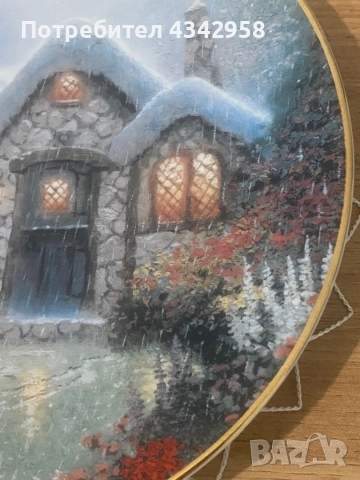 Декоративна порцеланова чинияа „Къщата на дървосекача“.САЩ., снимка 3 - Антикварни и старинни предмети - 52350605