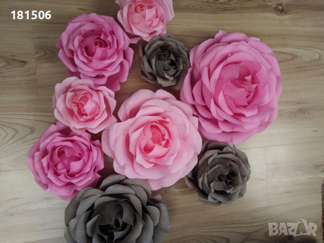 Цветя от картон/креп хартия, снимка 10 - Декорация за дома - 26373821