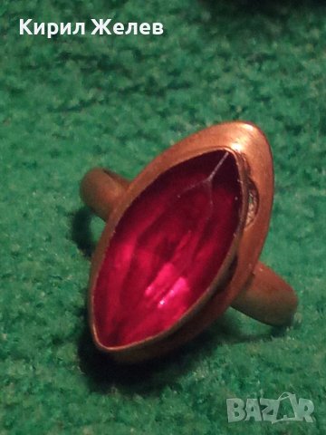 СТАР МЕДЕН ПОЗЛАТЕН ПРЪСТЕН с ЮВЕЛИРНО ФАСЕТИРАН ГРАНАТ АРТ ДЕКО УНИКАТ МАЙСТОРСКИ 21657, снимка 3 - Антикварни и старинни предмети - 32552903