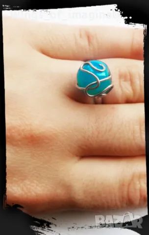 Пръстени с аквамарин Ръчна изработка