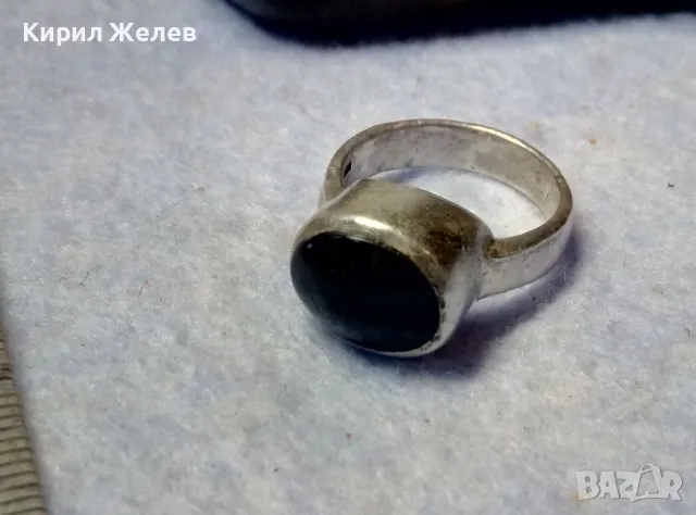 СТИЛЕН РЕТРО АРТ СРЕБЪРЕН ПРЪСТЕН СРЕБРО 925 с ШЛИФОВАН ЧЕРЕН ОНИКС РЪЧНА ИЗРАБОТКА 10089, снимка 11 - Пръстени - 49916921