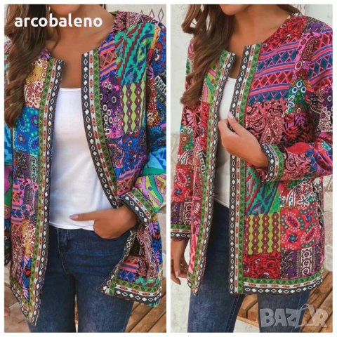 Дамско ежедневно свободно яке (жилетка) с дълъг ръкав и щампа, 2цвята  