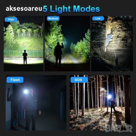 Регулируем Високопроизводителен Нов P90 Super Light акумулаторен фенер прожектор за осветление лов, снимка 2 - Къмпинг осветление - 48907652