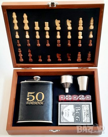 Подаръци за кръгла годишнина - шах с карти и бутилка за алкохол, снимка 5 - Подаръци за юбилей - 39998329