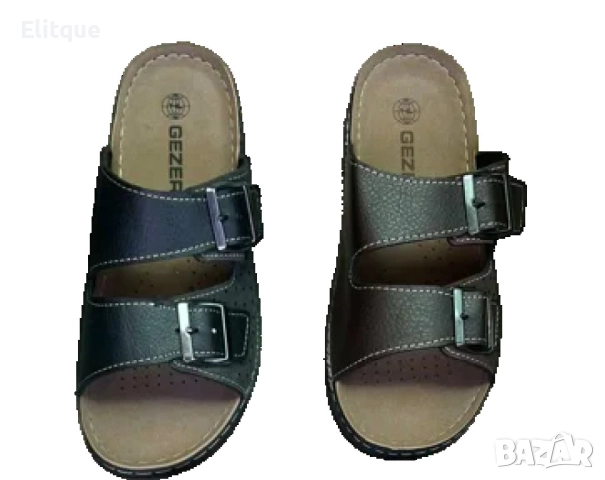 Здрави и издръжливи мъжки кожени чехли с катарама, снимка 4 - Мъжки чехли - 52863979