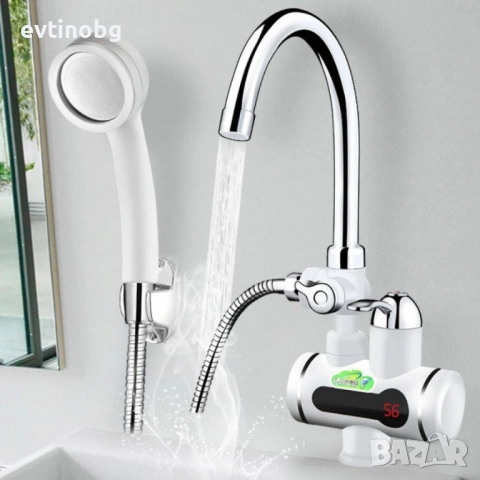 Смесител за вграждане в комплект с душ слушалка с проточен нагревател