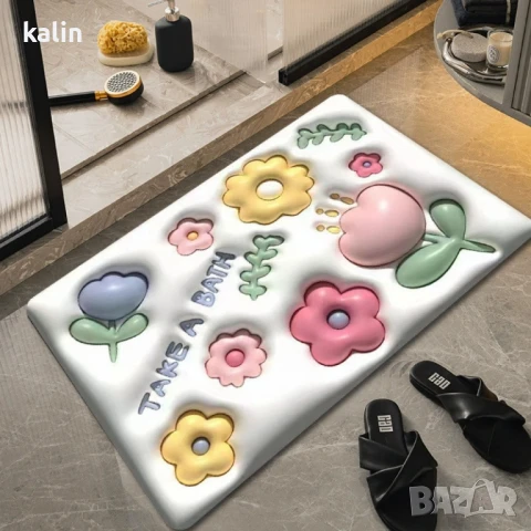 Бързо съхнеща триизмерна постелка за баня в различни разцветки 60х40см