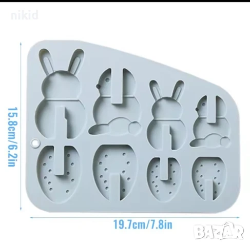 3d Заек зайче сглобяем силиконов молд форма фондан шоколад гипс смола декор, снимка 4 - Форми - 51057475