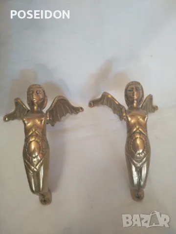 ДВЕ МЕСИНГОВИ ДРЪЖКИ ЗА ВРАТА АРТ ДЕКО, снимка 1