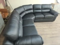 Черен кожен ъглов диван, снимка 12
