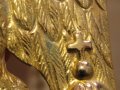 Старинно бронзово руско православно висящо кандило с двуглав орел  и позлата с меч и държава в нокти, снимка 17