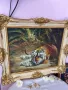 Стара винтидж картина на легнал тигър, .масло върху платно., снимка 10