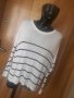 Снежно бяла широка супер тънка блуза на райе С, снимка 1 - Блузи с дълъг ръкав и пуловери - 34415559