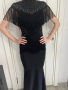 Черна дълга рокля с ресни размер S, снимка 1 - Рокли - 36344530