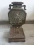 Япония 19-ти век 35см-7кг/стара японска бронзова ваза-кадилница с постамент, снимка 1