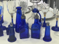 Комплект оливерник от синьо стъкло