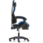 Геймърски стол с поставка за крака – черно-син, въртящ, с масажна функция и спортен дизайн, снимка 13