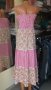 Дълга рокля на волани на цветя и в розово каре с тънки презрамки , снимка 7