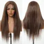 Кафява права перука 65 см с дантелен път T Part Lace 13x4x1, снимка 9