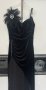 Дълга черна рокля с пера , снимка 6