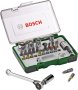 Bosch комплект 27 ч., битове, тресчотка 1/4 инча, накрайници