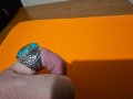 Красив османски турски пръстен с голям син  камък , снимка 5