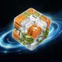 3D лабиринтен куб с топчета пъзел играчка за мозъчна тренировка релакс – многоцветен, снимка 1