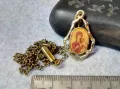 Стара ЗЛАТИСТА ИЗТОЧНОПРАВОСЛАВНА ИКОНКА с МЕСИНГОВА ВЕРИЖКА 48839, снимка 5