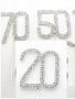 20 50 70 години цифри юбилей метален камъни топер забождане торта мъфин рожден ден украса декорация