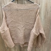 Розов пуловер с паднало рамо , снимка 3 - Блузи с дълъг ръкав и пуловери - 34415860