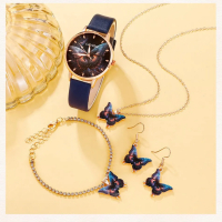 Комплект Дамски моден кварцов часовник+бижута,5 артикула, снимка 2 - Дамски - 44757184