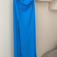 Нова синя секси дълга елегантна с цепка еластична пола рязана в талията , снимка 1 - Поли - 41248780