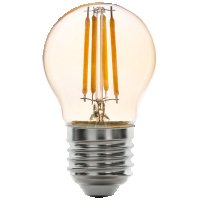 LED Filament Лампа, Топка, Димираща, 4W, E27, 2500K, 220-240V AC, Амбър, Ultralux - LFG42725D, снимка 1 - Крушки - 40863002