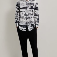 Zara L  -Мъжка нова с етикет риза с абстрактни черно- бели фигури , снимка 2 - Ризи - 40532982