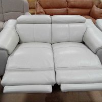 Кожени дивани две двойки светло сиви/кремави с ел.релакс, снимка 7 - Дивани и мека мебел - 39990453