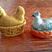 Стъклени и керамични мини кокошки, снимка 11 - Антикварни и старинни предмети - 35696403