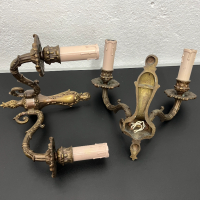 Чифт френски бронзови стенни лампи РОКОКО. №5119 , снимка 6 - Антикварни и старинни предмети - 44510392