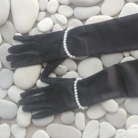 Сатенени ръкавици с перлени гривни 25161+8506-2pcs, снимка 5 - Ръкавици - 42432691