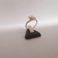 Златен пръстен с бяла перла , снимка 5 - Пръстени - 34678377