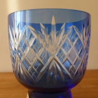 Синя кристална ваза дизайн Karin Grigat Германия 1970 г, снимка 3 - Вази - 42359302