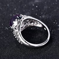 Сребърен пръстен с лилав аметист, снимка 4 - Пръстени - 34253636