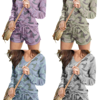 Дамски камуфлажен комплект от две части, 4цвята , снимка 1 - Комплекти - 44569030