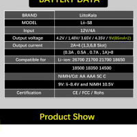 Професионално, зарядно и тестер за батерии LiitoKala Lii-S8, снимка 5 - Други инструменти - 36372012