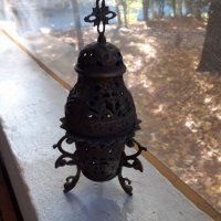 Старо бронзово кандило кадило тамянник, снимка 7 - Антикварни и старинни предмети - 38761759