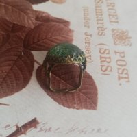 Стар пръстен със зелен камък , снимка 5 - Антикварни и старинни предмети - 35976272